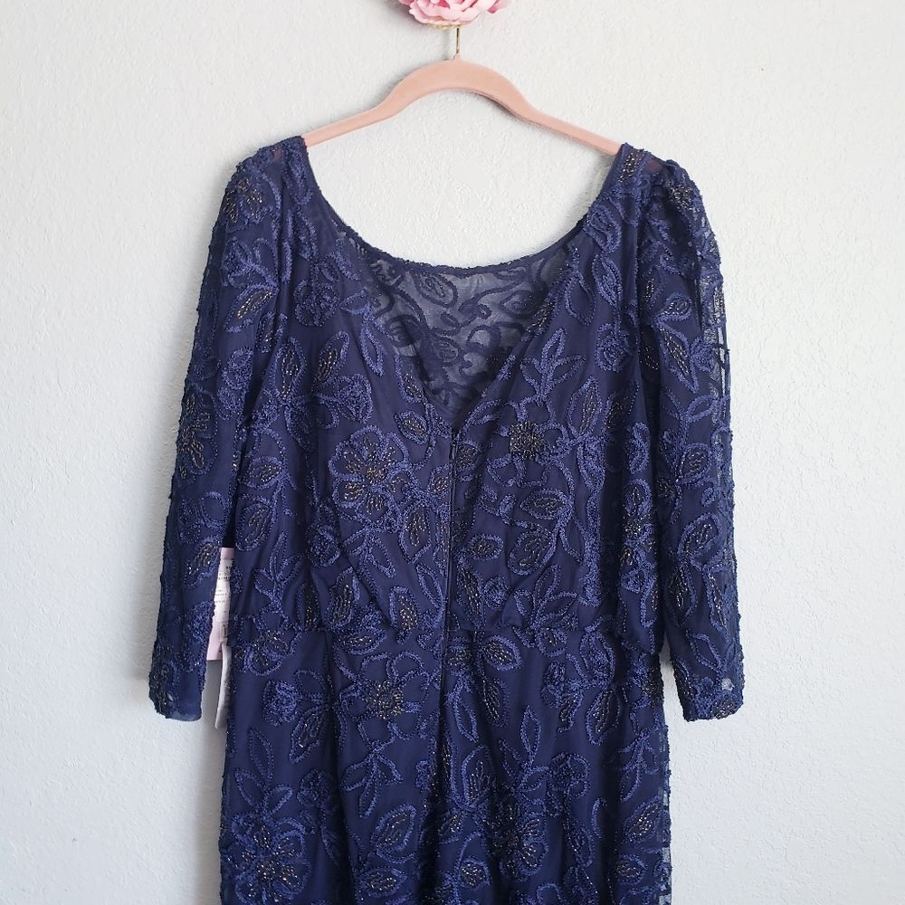 JS Collections Navy Metallic Soutache Gown - Picture 7 of 9